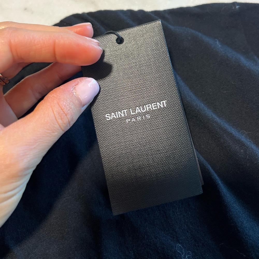 Saint Laurent 2019 Black Metallic Palm Tee XL NWT - Picture 4 of 11